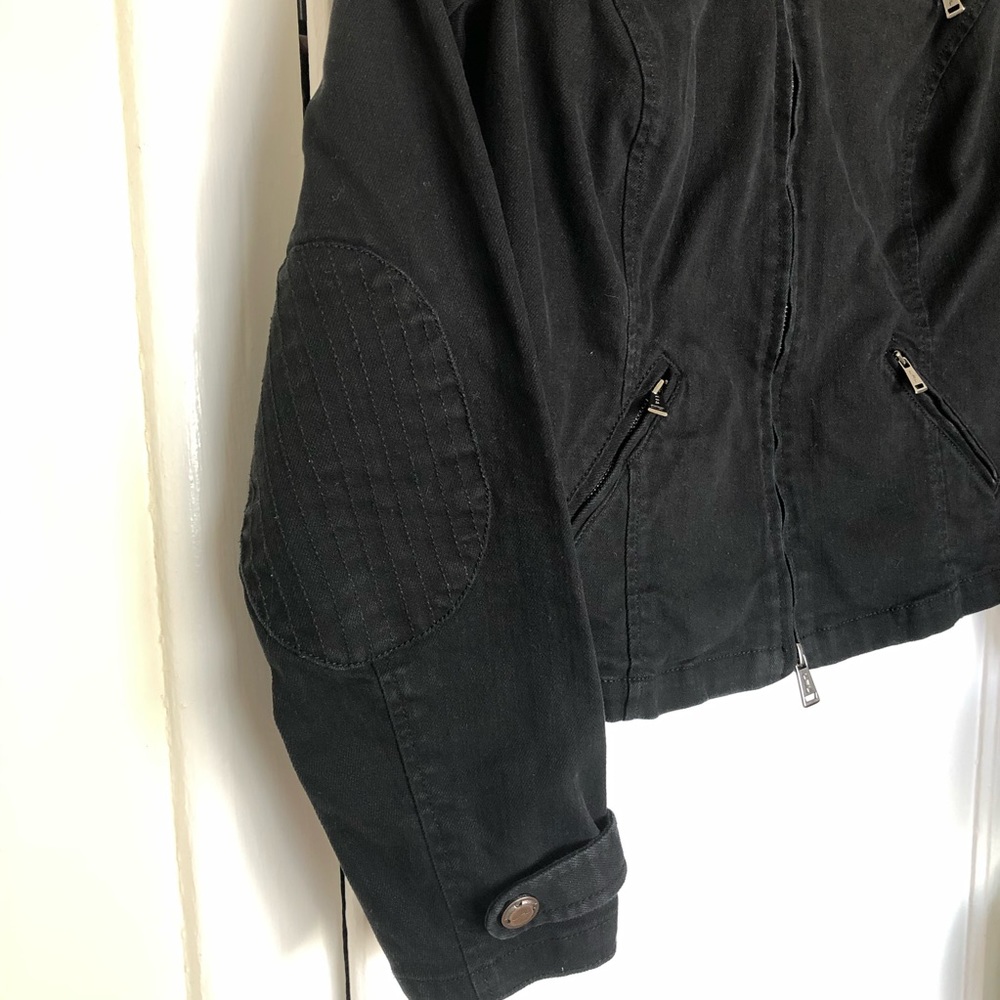 LRL Ralph Lauren Moto Jacket Cropped Black Denim M - Picture 7 of 8